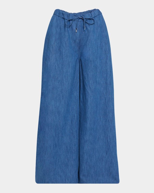 Gelos Linen Wide-Leg Pull-On Pants